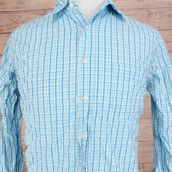 AEROPOSTALE SLIM FIT BLUE CHECK PLAID BUTTON DOWN SHIRT MENS SIZE M MEDIUM - Picture 1 of 6